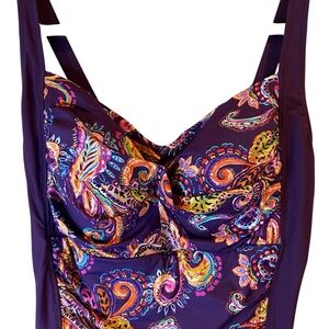 Lascana Purple Floral Paisley One Piece Swimsuit - NWOT - Size 10C